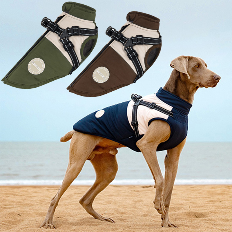 Winter Clothing For Dogs - Gilet per cani caldo con imbracatura
